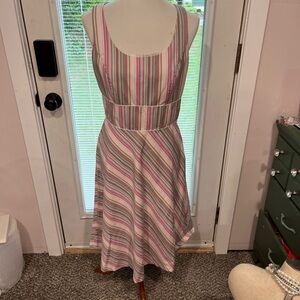 Willi Smith Pink and Green Striped High Low Dress